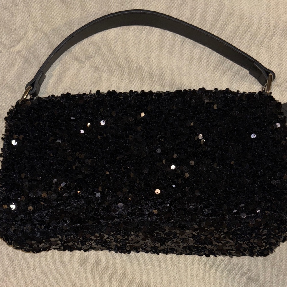 PrettyLittleThing Black Sequin Clutch